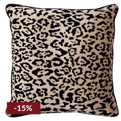 Serene Square Feather Cushion - Leopard Chenille w Black Velvet