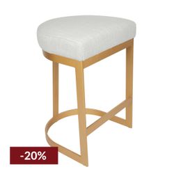 Brooke Brass Kitchen Stool - Natural Linen