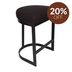 Brooke Black Kitchen Stool - Black Linen
