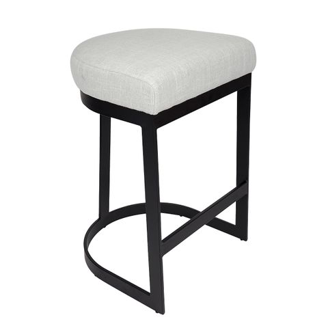 Brooke Black Kitchen Stool - Natural Linen