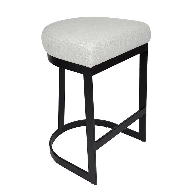 Brooke Black Kitchen Stool - Natural Linen