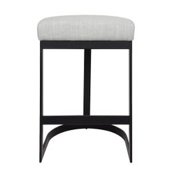 Brooke Black Kitchen Stool - Natural Linen