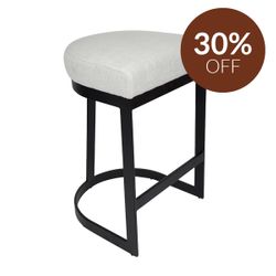 Brooke Black Kitchen Stool - Natural Linen