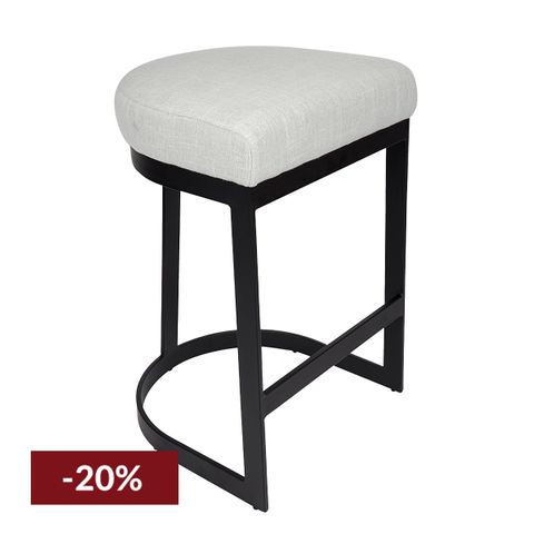 Brooke Black Kitchen Stool - Natural Linen