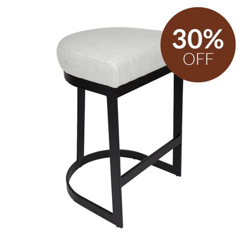 Brooke Black Kitchen Stool - Natural Linen