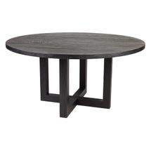 Leeton Oak Round Dining Table - 1.5m Black