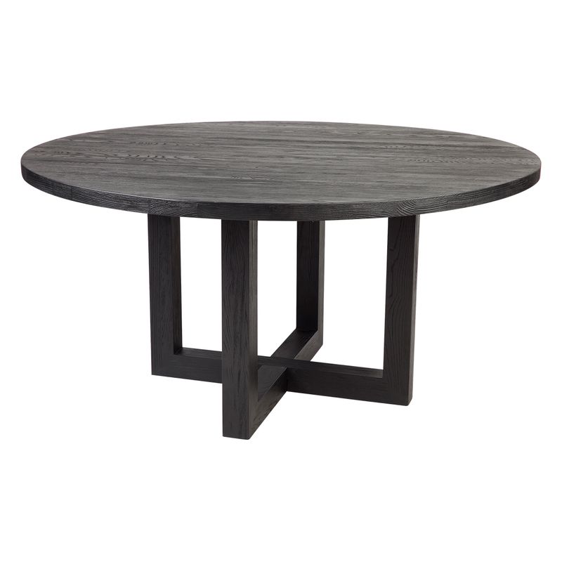 Leeton Oak Round Dining Table - 1.5m Black