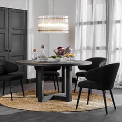 Leeton Oak Round Dining Table - 1.5m Black