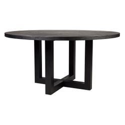 Leeton Oak Round Dining Table - 1.5m Black