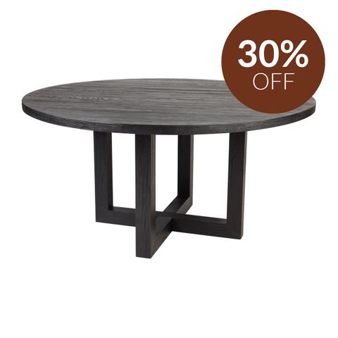 Leeton Oak Round Dining Table - 1.5m Black