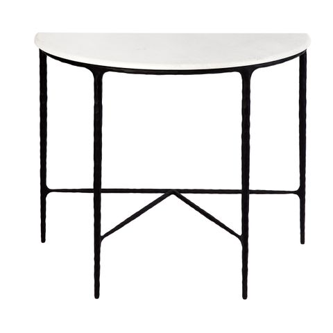 Heston Marble Demilune Table - Black