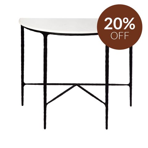 Heston Marble Demilune Table - Black