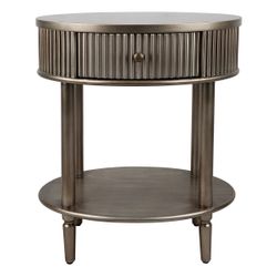 Arielle Oval Bedside Table - Antique Gold
