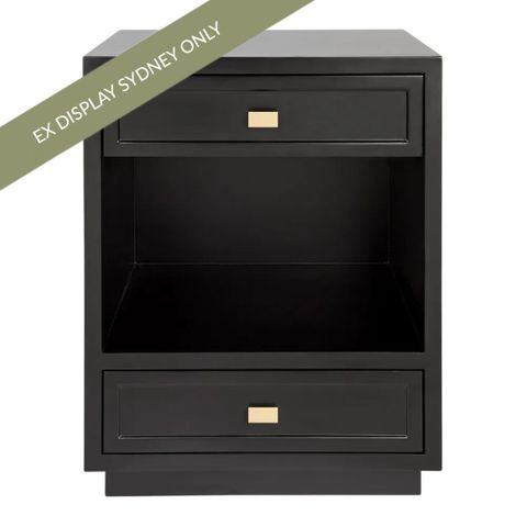 Logan 50x65cm Bedside Table - Small Black - OUTLET NSW