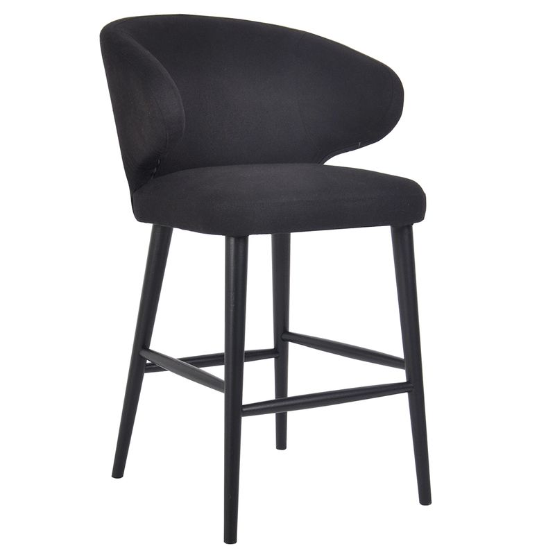 Harlow Black Kitchen Stool Black Linen