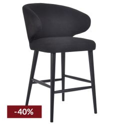 Harlow Black Kitchen Stool - Black Linen