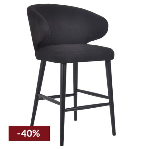 Harlow Black Kitchen Stool - Black Linen