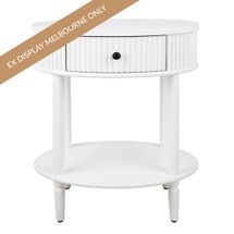 Arielle Oval Bedside Table - White