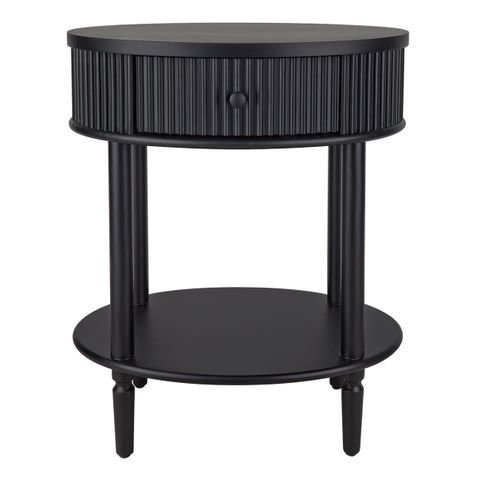 Arielle Oval Bedside Table - Black