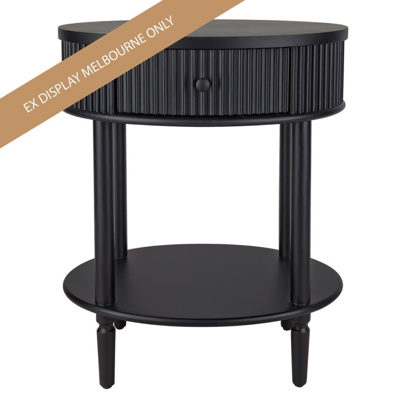 Arielle Oval Bedside Table - Black