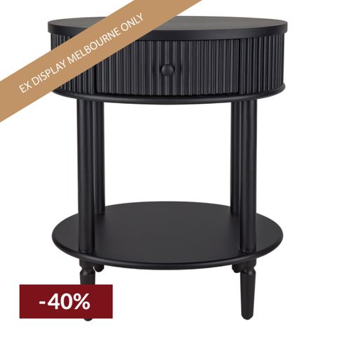 Arielle Oval Bedside Table - Black - OUTLET VIC