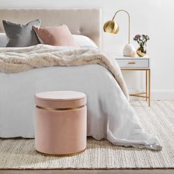 Totti Storage Stool - Blush Velvet