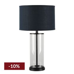 Left Bank Table Lamp - Black w Navy Shade