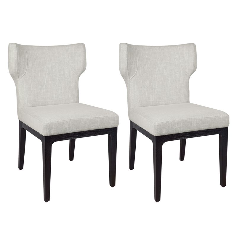 Ashton Black Dining Chair Set of 2  - Natural Linen