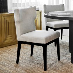 Ashton Black Dining Chair Set of 2  - Natural Linen