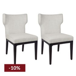 Ashton Black Dining Chair Set of 2  - Natural Linen