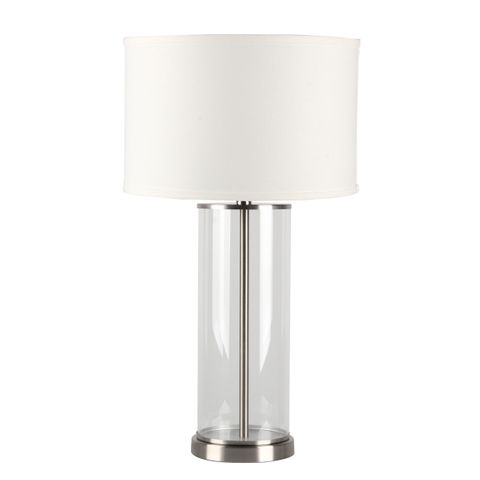 Left Bank Table Lamp - Nickel w White Shade