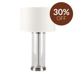 Left Bank Table Lamp - Nickel w White Shade