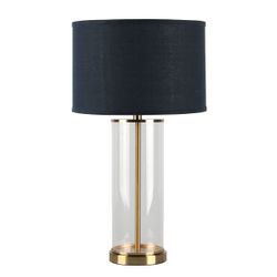 Left Bank Table Lamp - Brass w Navy Shade