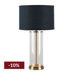 Left Bank Table Lamp - Brass w Navy Shade