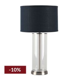 Left Bank Table Lamp - Nickel w Navy Shade