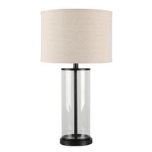 Left Bank Table Lamp - Black w Natural Shade