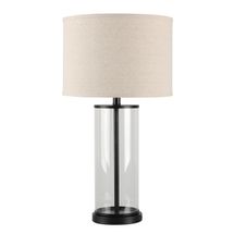 Left Bank Table Lamp - Black w Natural Shade