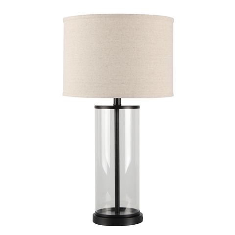 Left Bank Table Lamp - Black w Natural Shade