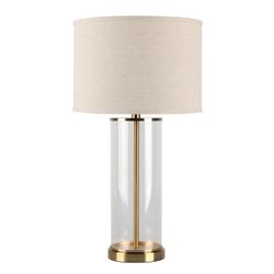 Left Bank Table Lamp - Brass w Natural Shade