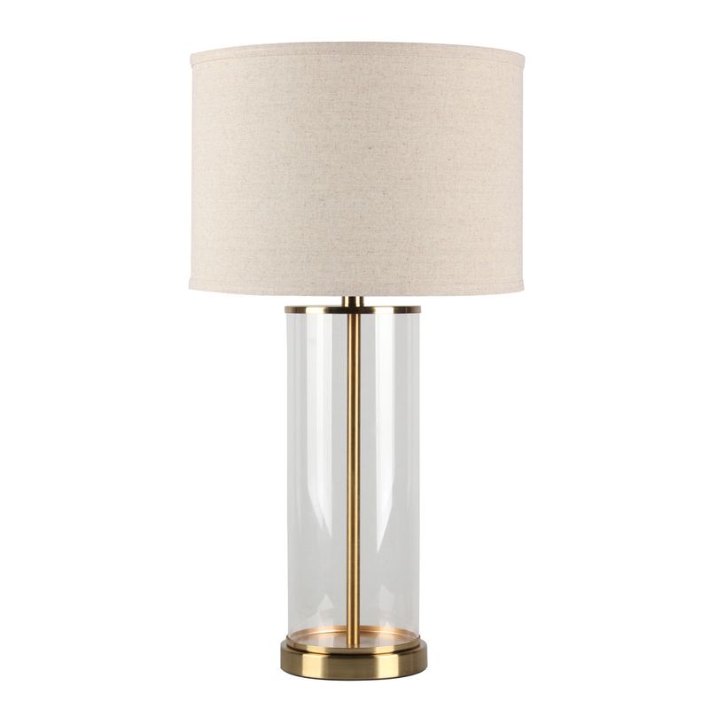 Left Bank Table Lamp - Brass w Natural Shade