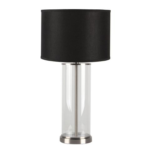 Left Bank Table Lamp - Nickel w Black Shade
