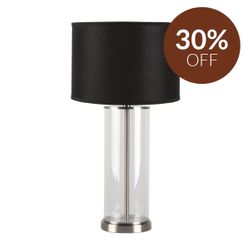 Left Bank Table Lamp - Nickel w Black Shade