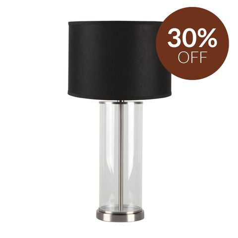 Left Bank Table Lamp - Nickel w Black Shade