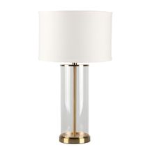 Left Bank Table Lamp - Brass w White Shade