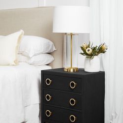 Left Bank Table Lamp - Brass w White Shade