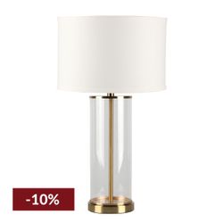 Left Bank Table Lamp - Brass w White Shade