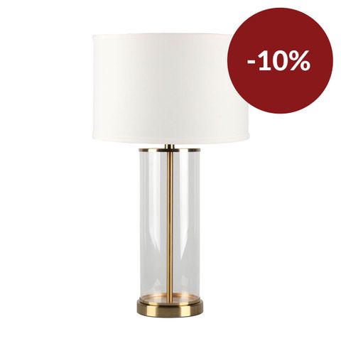 Left Bank Table Lamp - Brass w White Shade