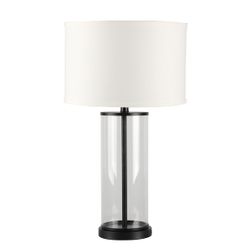 Left Bank Table Lamp - Black w White Shade