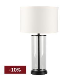 Left Bank Table Lamp - Black w White Shade