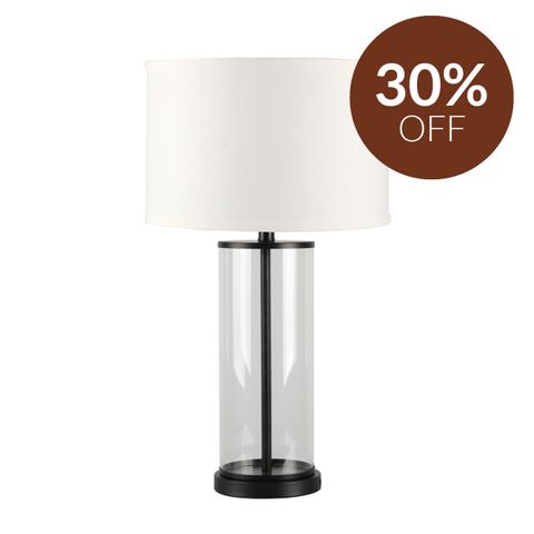 Left Bank Table Lamp - Black w White Shade